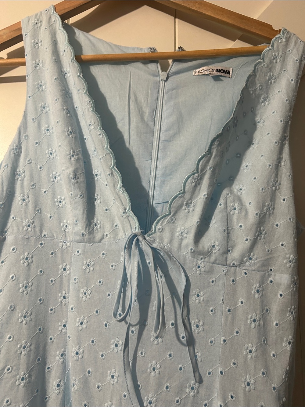 Fashion Nova Light Blue Eyelet Midi Dress - Picture 8 of 8